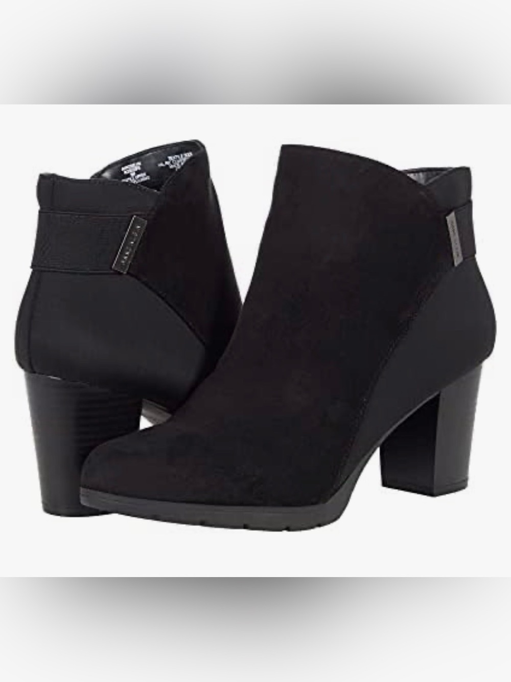 New Anne Klein Black Suede Ankle Booties with Block Heel 8.5